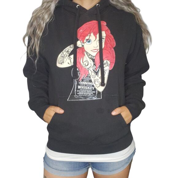 Tennessee Whiskey Sweatshirt Womens Medium Black Grunge Ariel Jack Daniels Punk - Picture 1 of 16